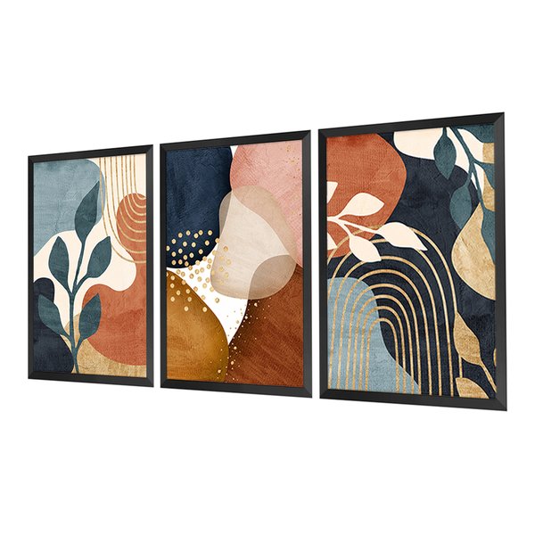 Kit 3 Quadros Decorativos Plantas Moderno Boho Moldura Pinus Kit 3 Quadros Decorativos Plantas Moderno Boho Moldura Pinus