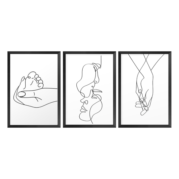 Kit 3 Quadros Decorativos Família Casal Minimalista Kit 3 Quadros Decorativos Família Casal Minimalista