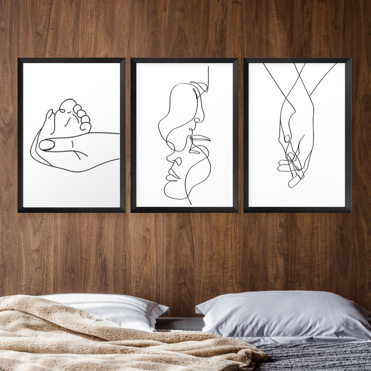Kit 3 Quadros Decorativos Família Casal Minimalista - Camicado