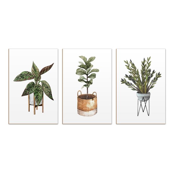 Kit 3 Quadros Decorativos Boho Frases Folhagens Kit 3 Quadros Decorativos Boho Frases Folhagens