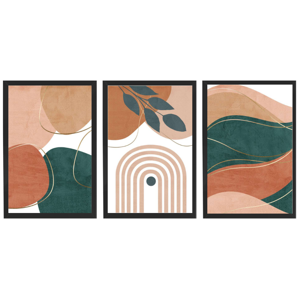 Kit 3 Quadros Decorativos Formas Moderno Boho - Camicado