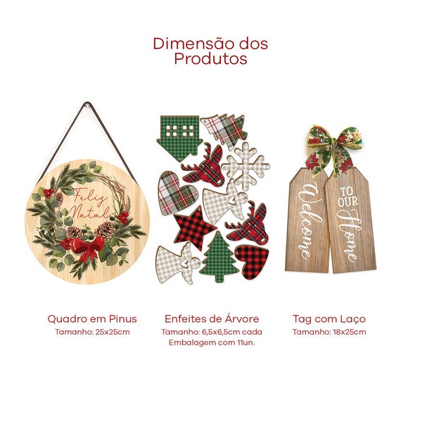 Natal - Placa Decorativa para Porta ou Parede - Ho Ho Ho, Feliz