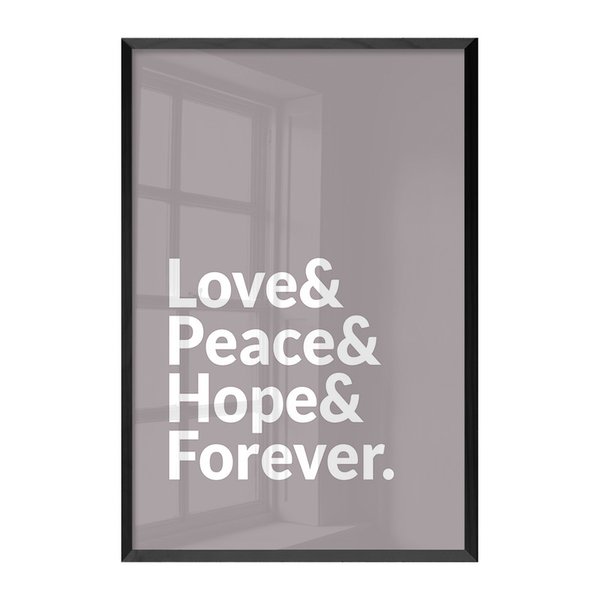 Quadro de Vidro Decorativo Frases Inglês Amor Esperança Paz
