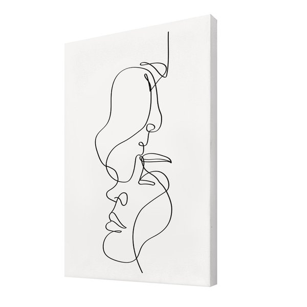 Desenho Silhueta Casal Minimalista Quadro Canvas 100x70cm