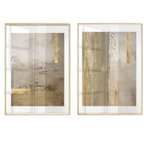 dupla de quadros em vidro dourado abstrato