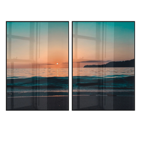 Quadro Decorativo para Quarto Casal Ilha, Praia e Pôr do Sol - Paisagens