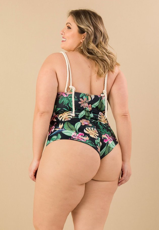 Maiô Body Plus Size com Bojo Removível - Tropical