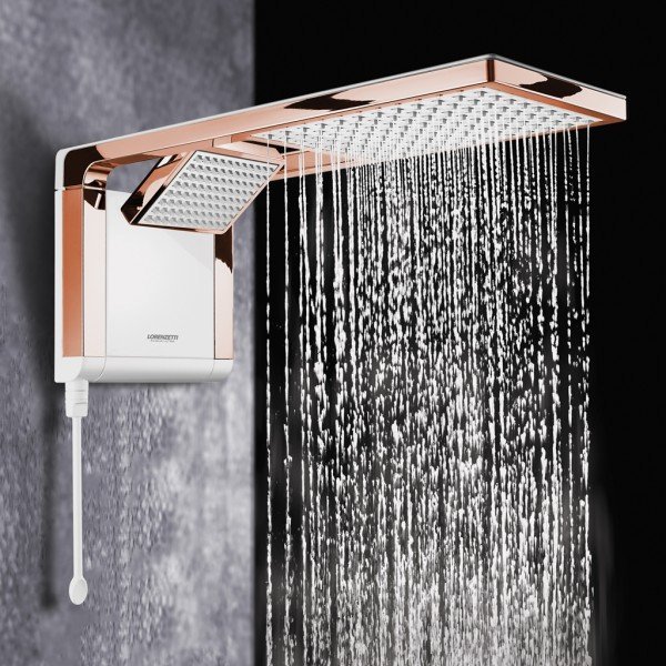 chuveiro lorenzetti acqua duo ultra eletronico branco rose gold ambientado