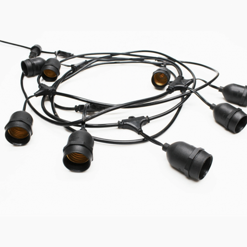 pendente cordao cipro preto com prolongador e27 bivolt