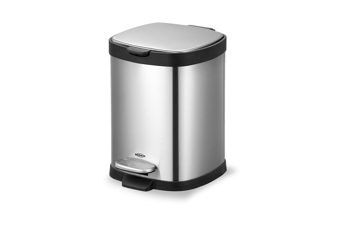 lixeira com pedal e balde brinox 6 litros inox