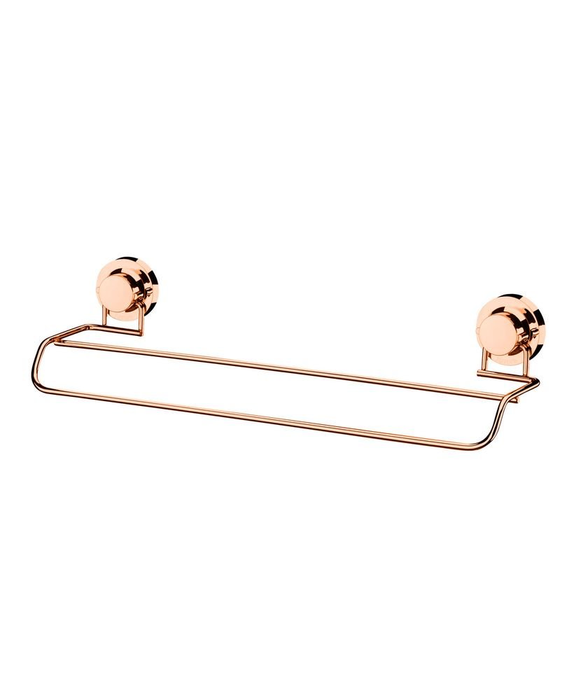 toalheiro duplo future 45cm com ventosas rose gold