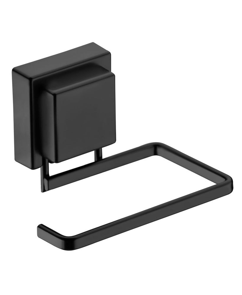 01 suporte future para papel higienico quadrado com ventosa preto fosco