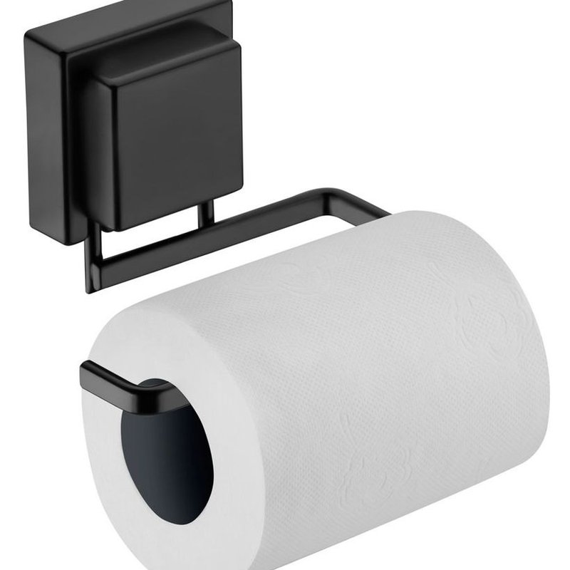 02 suporte future para papel higienico quadrado com ventosa preto fosco
