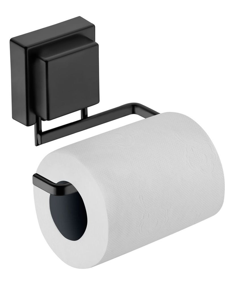02 suporte future para papel higienico quadrado com ventosa preto fosco