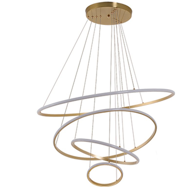 02 lustre pendente nordecor inverse 4 modulos redondo 2168 1 led dourado bivolt