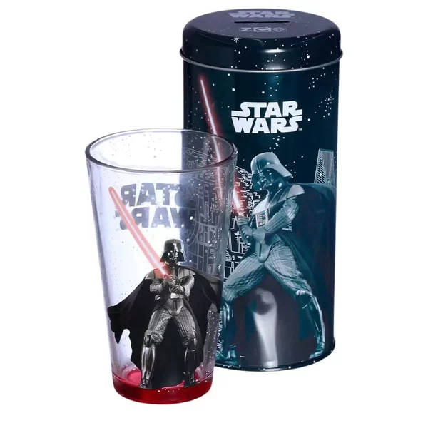 Darth Vader Kit Copo De Vidro + Cofre Metal Star Wars Oficial