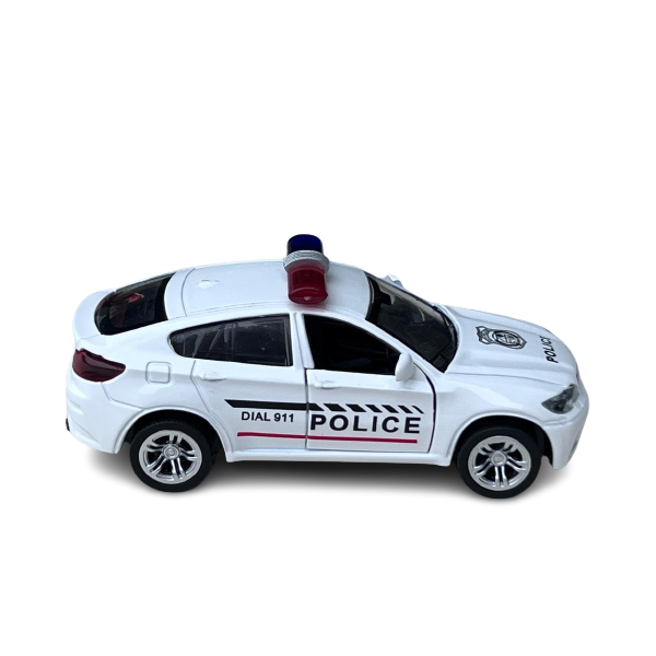 01 carrinho de policia em miniatura branco
