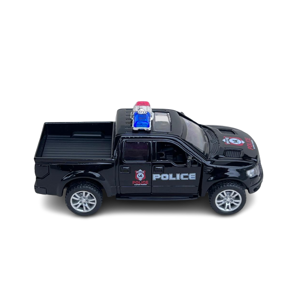 01 carrinho em miniatura camionete da policia preta