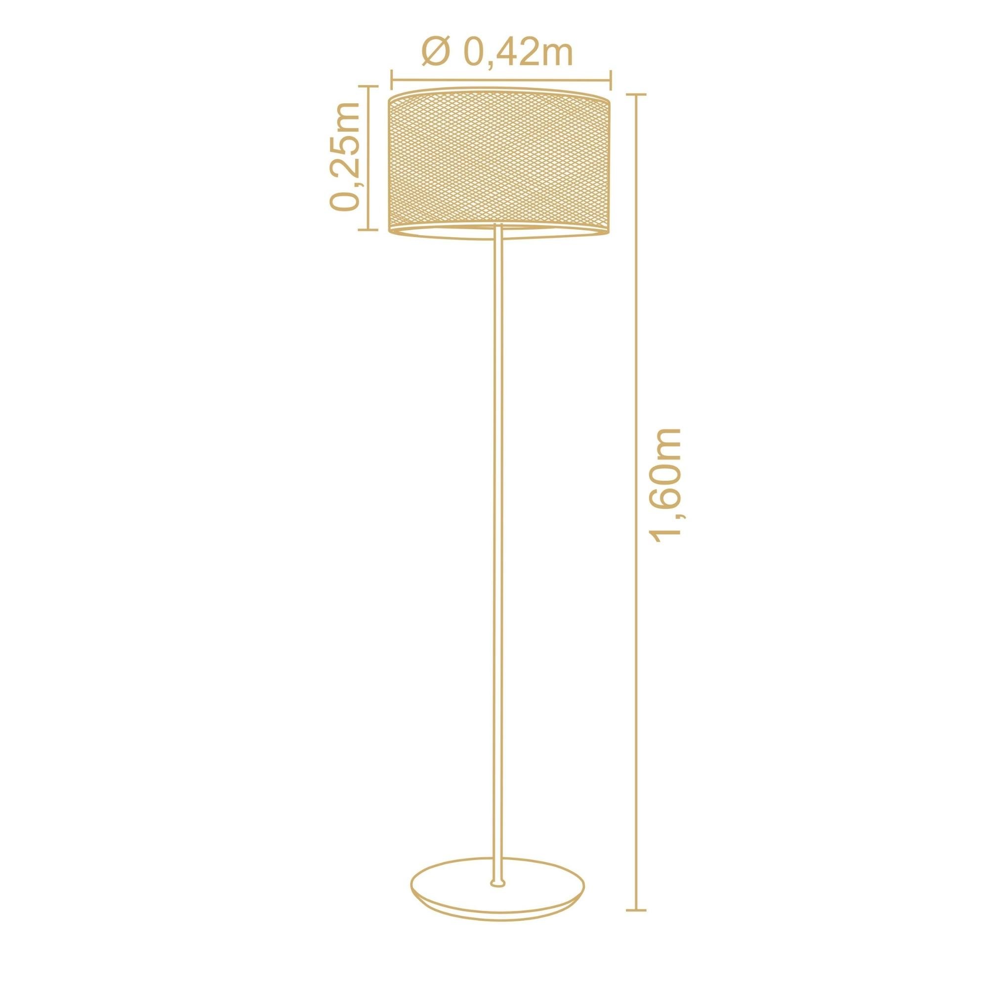 Luminária De Piso Slim Madeira 1,63m Cúpula 0,30x0,50m Madelustre