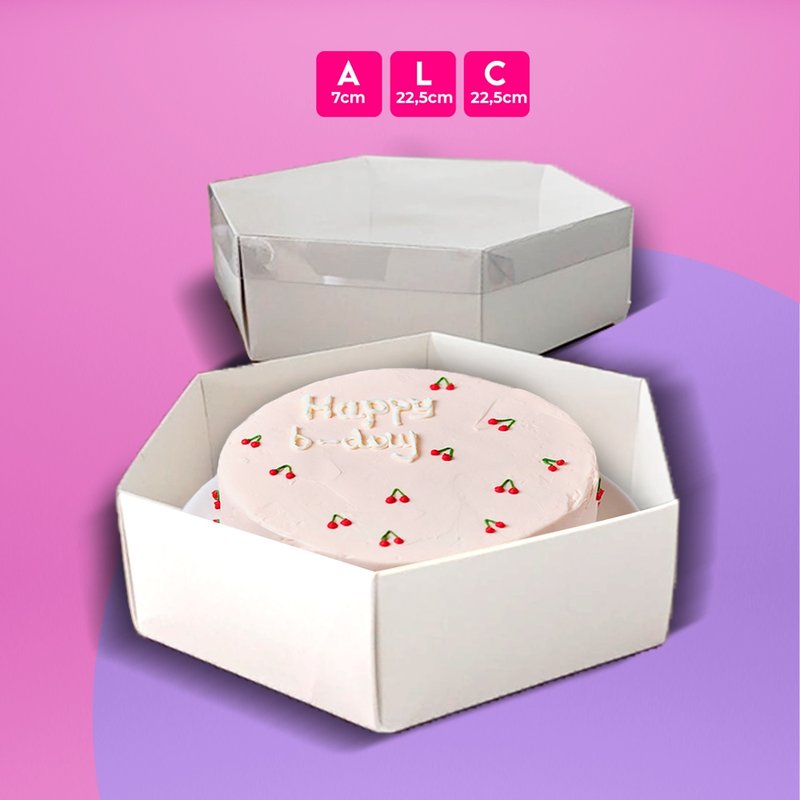 Caixa para Torta/Sobremesa Sextavada Branca 22,5X22,5X7cm (10 unidades) Caixa para Torta/Sobremesa Sextavada Branca 22,5X22,5X7cm (10 unidades)