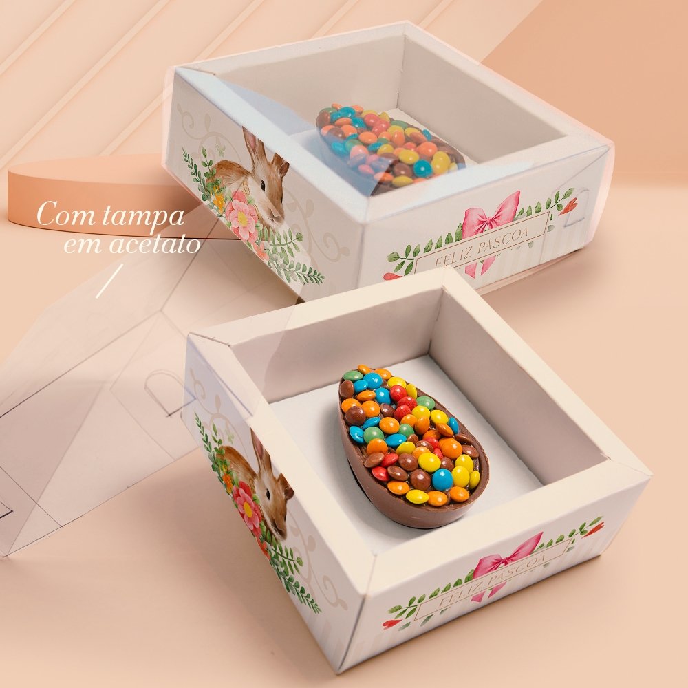 Caixa para Mini Ovo 50g com Tampa de Acetato Encantada (10 unidades) Caixa para Mini Ovo 50g com Tampa de Acetato Encantada (10 unidades)