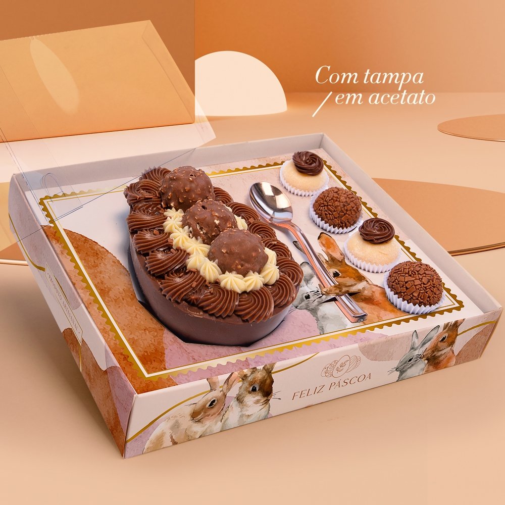Caixa para Ovo de Colher 150g-250g + 4 Doces Sonho (10 unidades) Caixa para Ovo de Colher 150g-250g + 4 Doces Sonho (10 unidades)