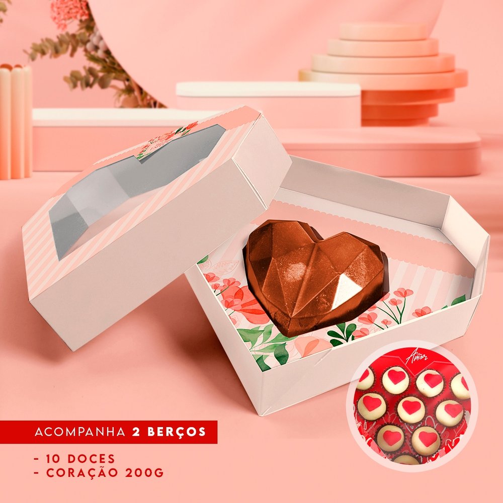 Caixa Coração para 10 Doces Pétalas (10 unidades) Caixa Coração para 10 Doces Pétalas (10 unidades)