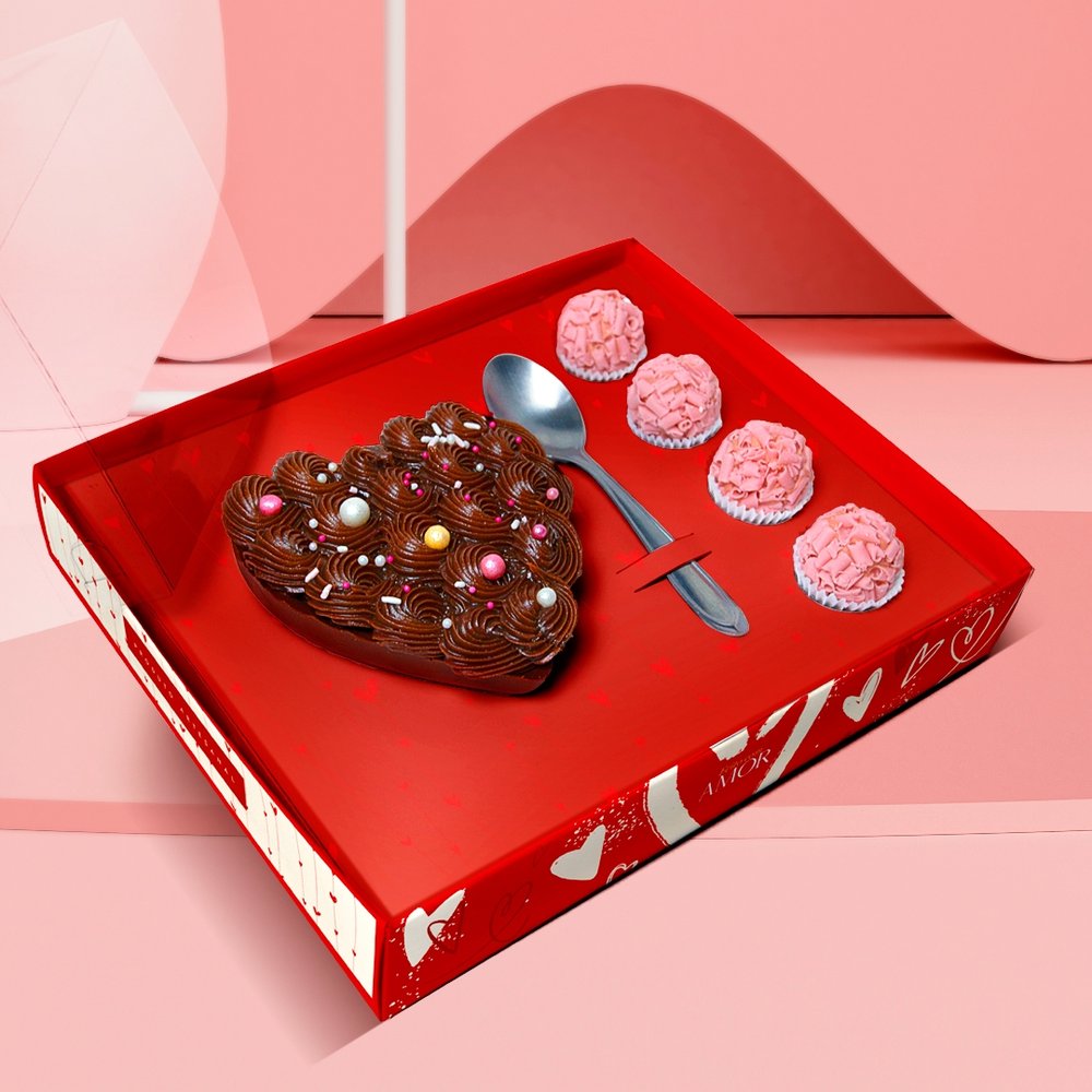 Caixa Coração 200g + 4 Doces Corações (10 unidades) Caixa Coração 200g + 4 Doces Corações (10 unidades)