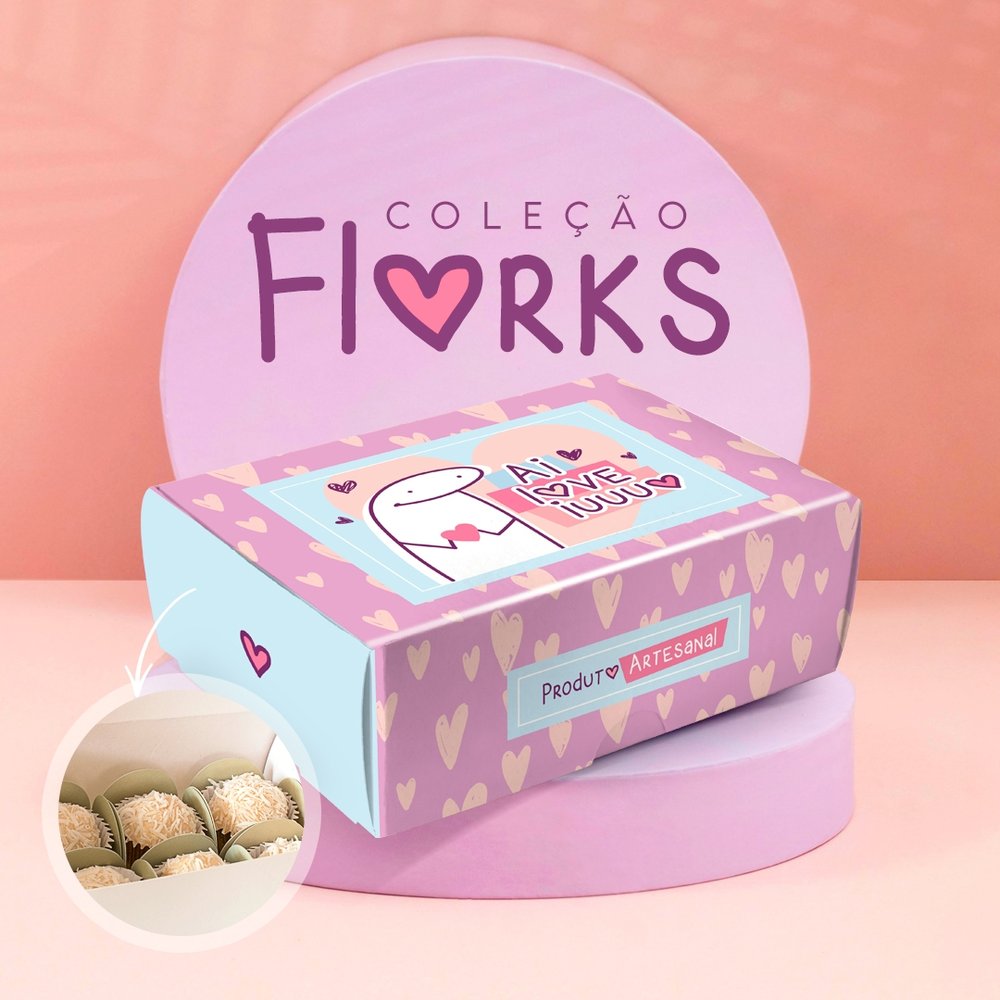 Caixa Flork "Ai Love Iuuu" - Linha Florks (10 unidades) Caixa Flork "Ai Love Iuuu" - Linha Florks (10 unidades)