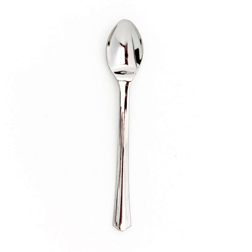 Colher Sobremesa Plástico Luxo 11,5cm Pequena Prata (10 unidades) Colher Sobremesa Plástico Luxo 11,5cm Pequena Prata (10 unidades)