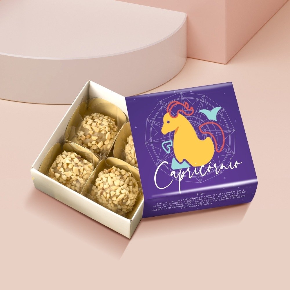 Caixa Para 4 Doces Signo Capricórnio (10 unidades) Caixa Para 4 Doces Signo Capricórnio (10 unidades)
