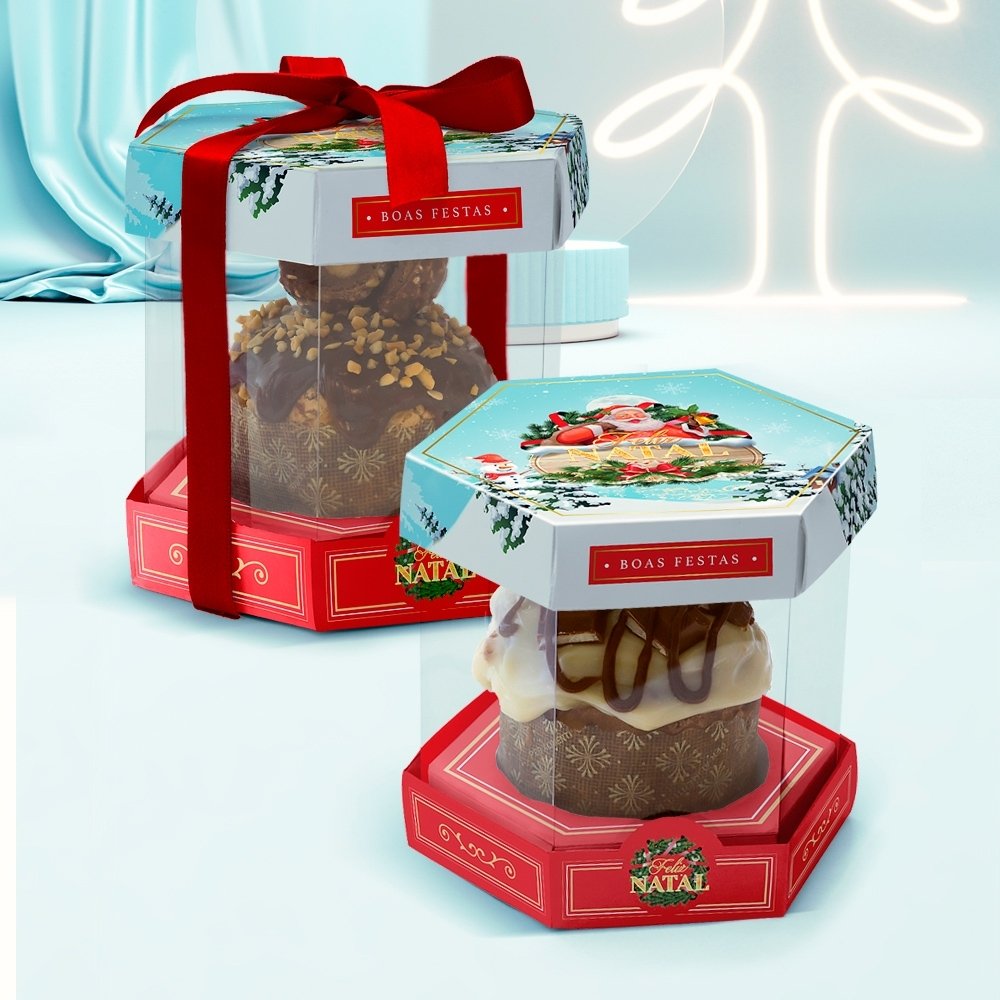 Caixa para Panetone 100g com Acetato Hohoho (10 unidades) Caixa para Panetone 100g com Acetato Hohoho (10 unidades)