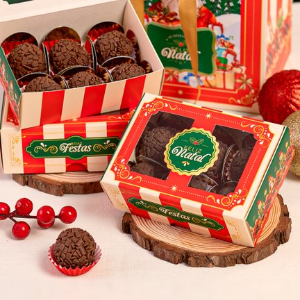 Caixa para 2 Doces Sem Visor Jingle Bell Natal Rizzo Embalagens