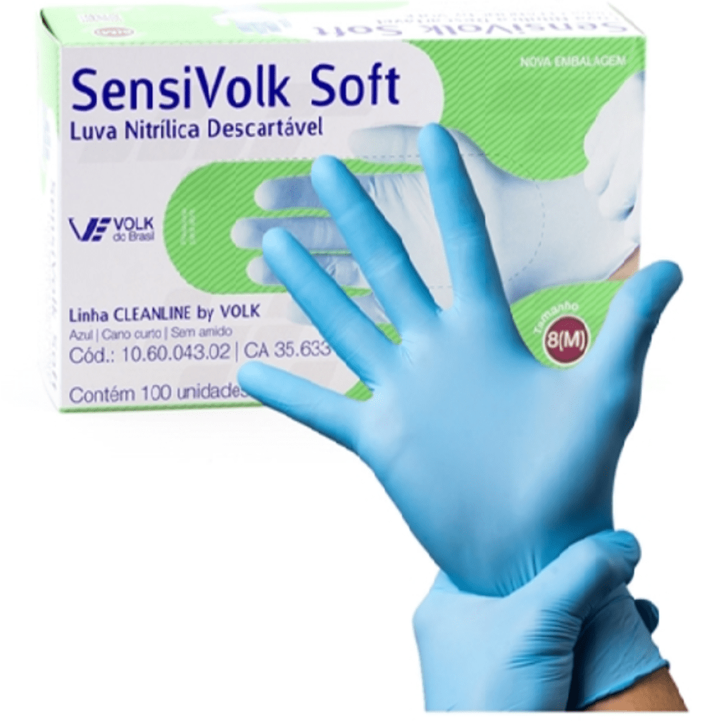 Luva Sensivolk Nitrilica Soft Samido Azul Volk Ca 35633 5084