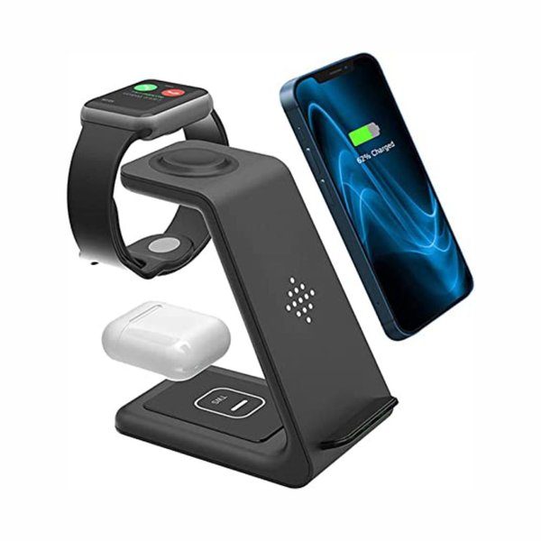 Carregador Sem Fio Carregador Sem Fio Iphone Suporte para Carregador Apple  Watch Base de Carregamento Sem Fio 3 em 1