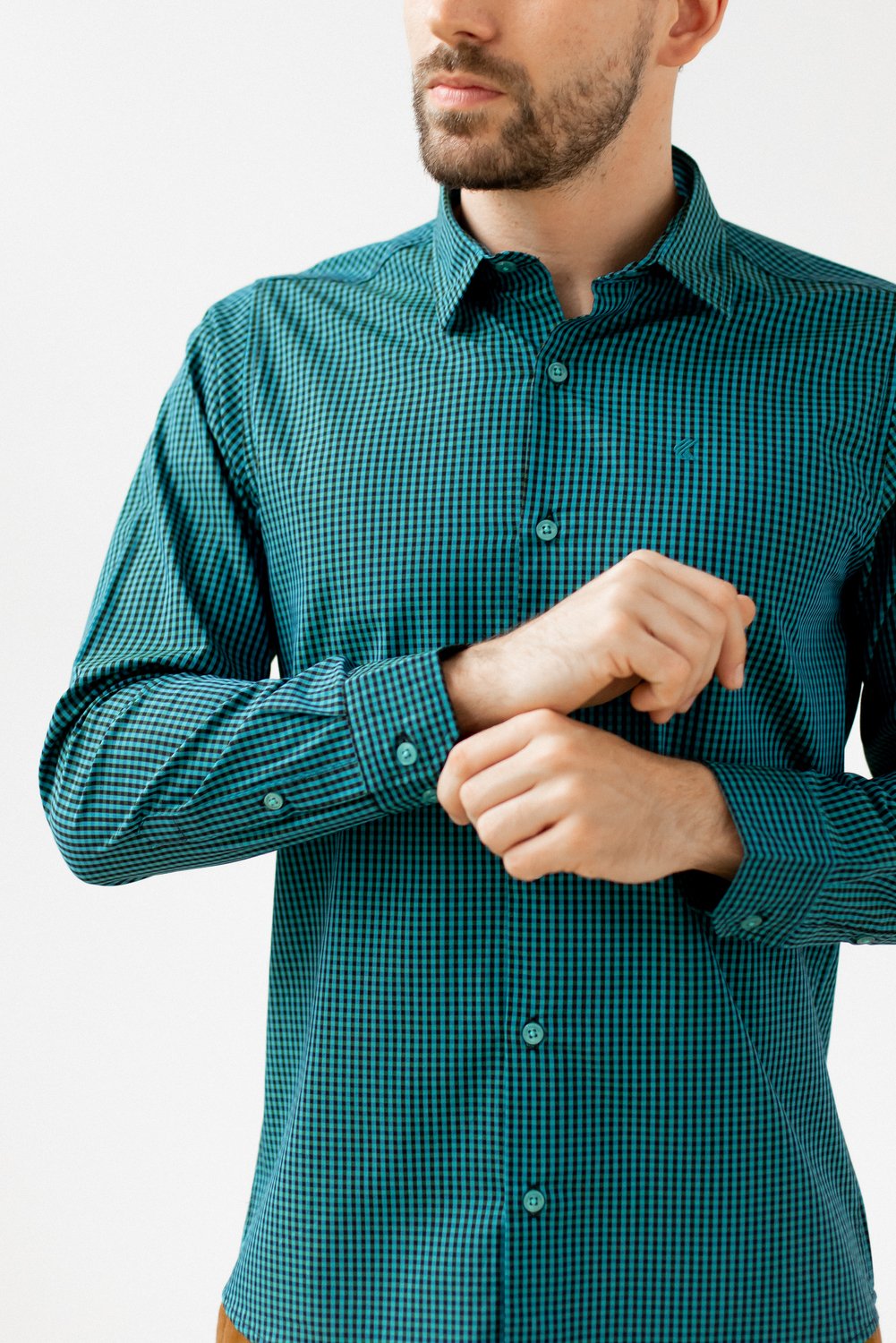 Camisa Slim Fit Xadrez Verde e Preto 4