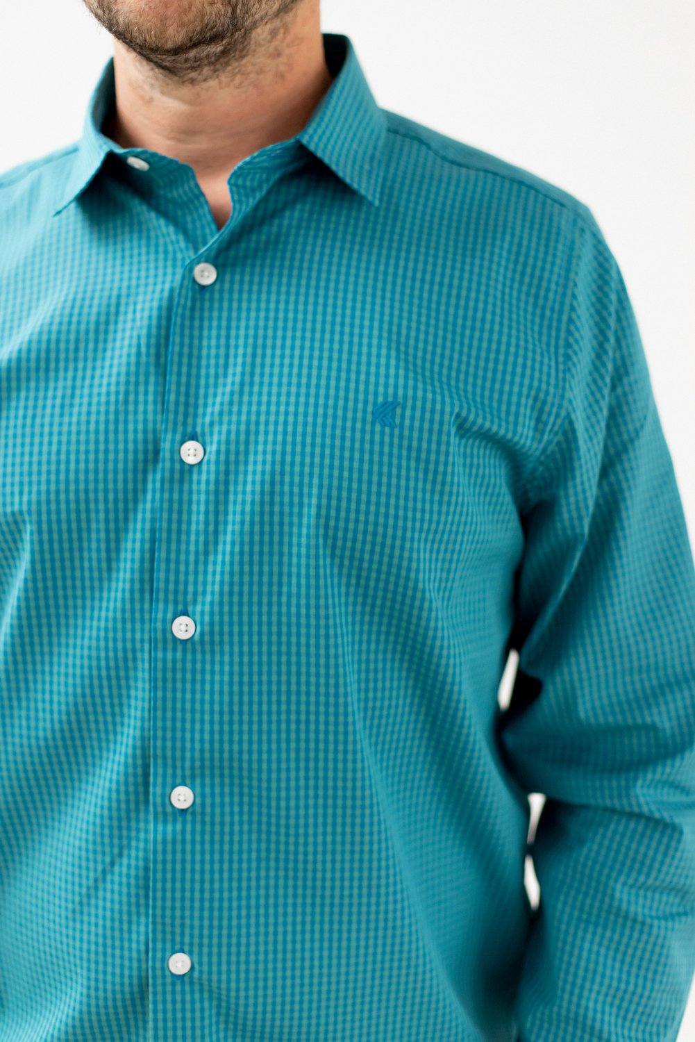 Camisa Comfort Xadrez Azul e Verde 4