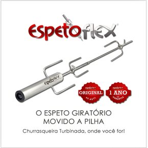 Espeto Giratório em Aço Inox Movido A Pilha ExpetoFlex Regulável até 60 cm