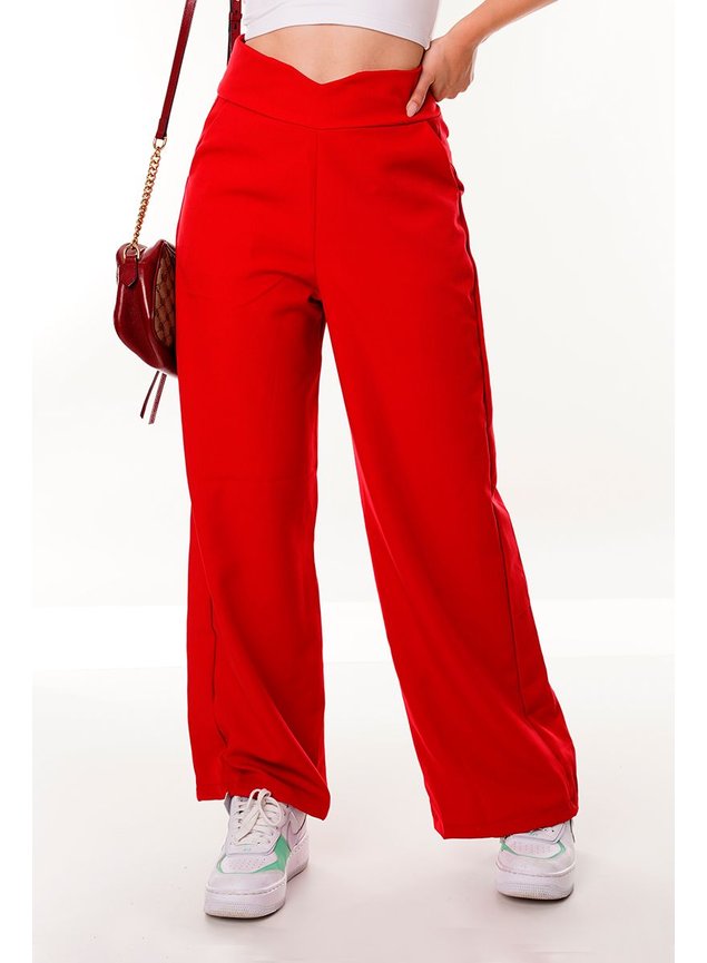 calca pantalona de alfaiataria vermelha 6