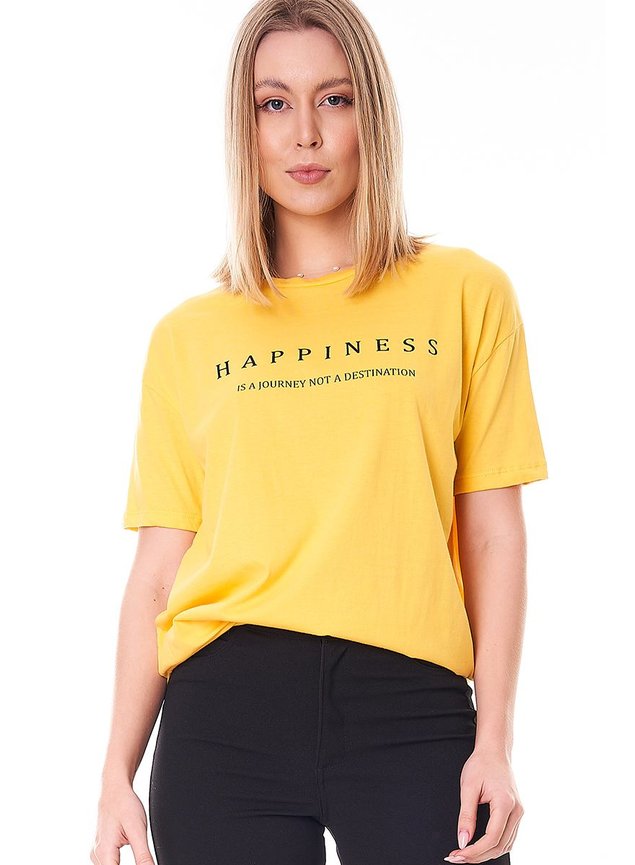 camiseta com estampa localizada de malha amarelo 4