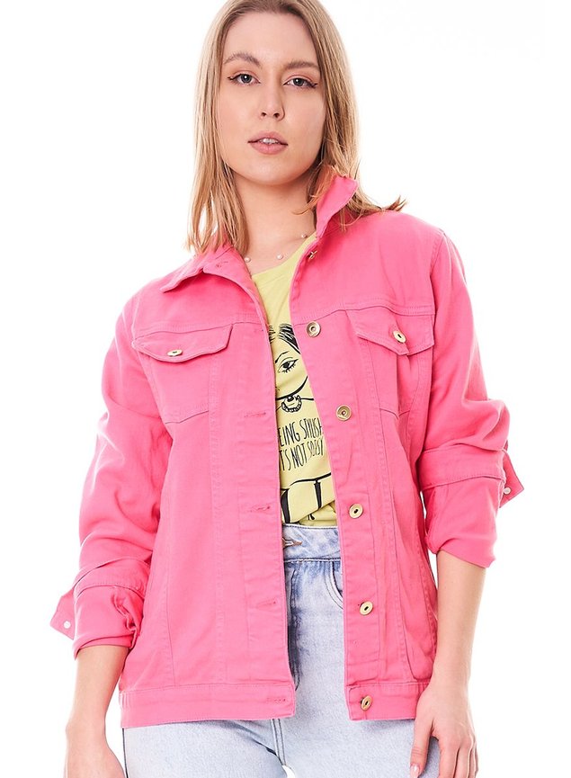 jaqueta tradicional de sarja rosa 1