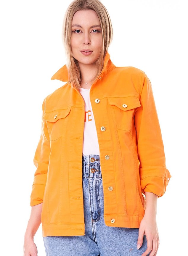jaqueta tradicional de sarja laranja 2