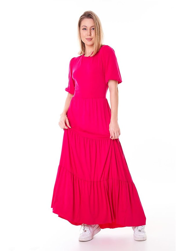 vestido longo costa nua de viscose pink 2