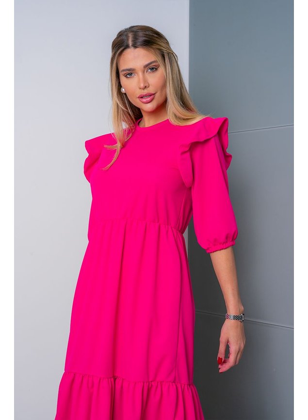 vestido midi de camadas rosa2