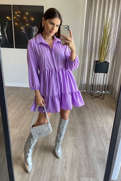 Vestido curto de lasie amarração nas costas - Ana Violeta Vestidos