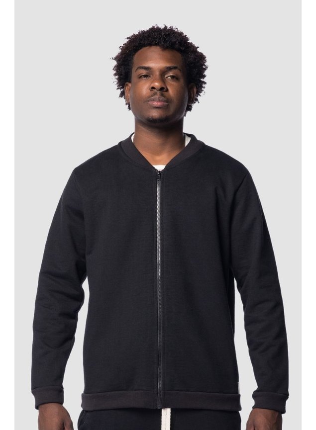 6077 jaqueta bomber de moletom preto kartter frente