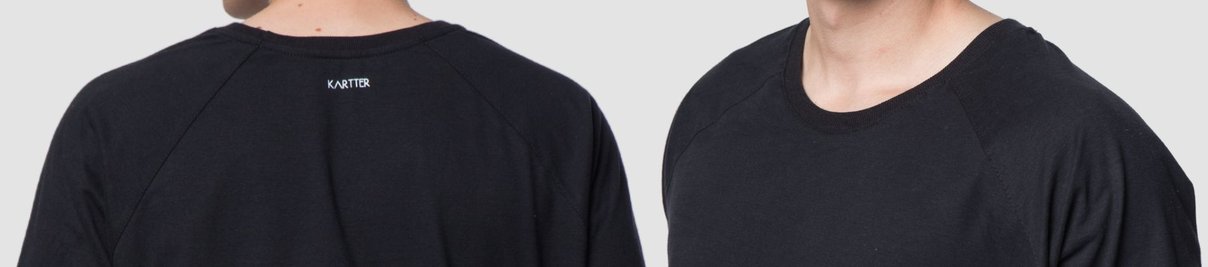 7036 camiseta masculina preta algodao manga raglan kartter