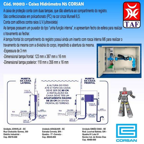 Caixa Para Hidrômetro Corsan RS Novo Padrão Ligação De Água - Lumiina -  Materiais Elétricos e Iluminação