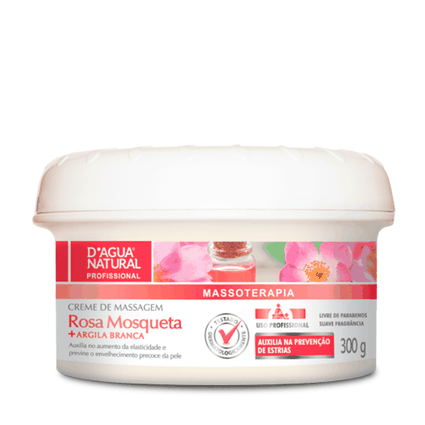 Creme de Massagem Rosa Mosqueta + Argila Branca D'agua Natural