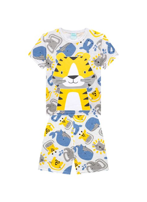 05 pijama camiseta e bermuda menino tigre brilha no escuro kyly